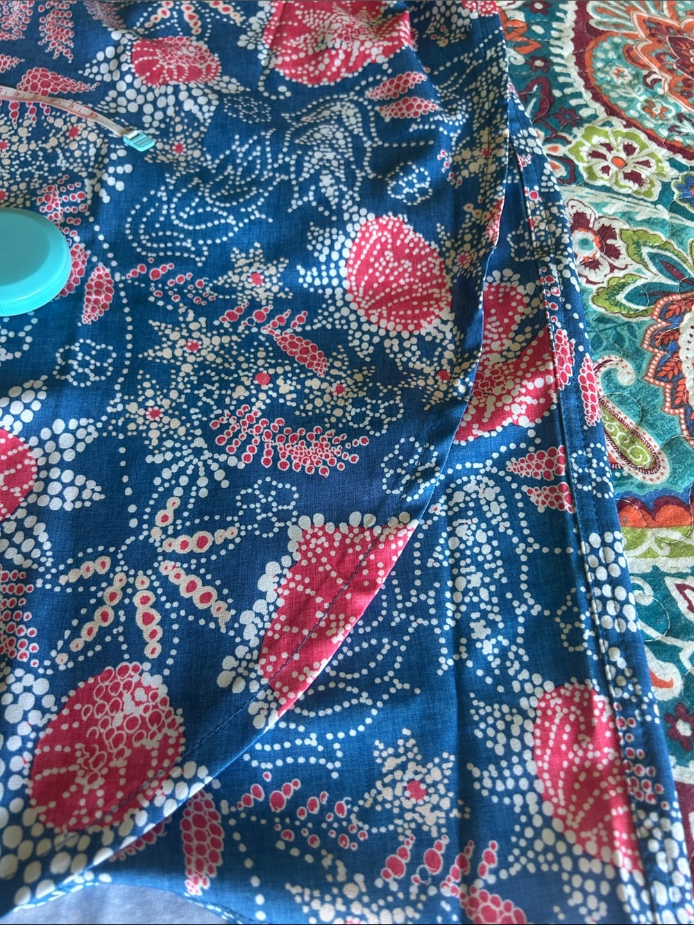 Ripskirt Hawaii Blue Midi Pencil Skirt with Coral Floral Print - Picture 5 of 7